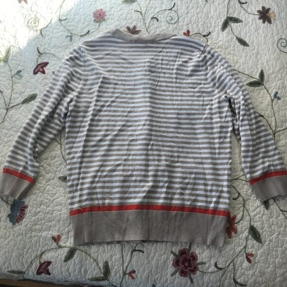 Halogen L Sweater Button Stripe Fall Cream Orange​​​​ - Picture 7 of 14